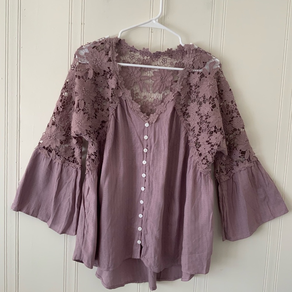 Floral Lace Lavender Blouse